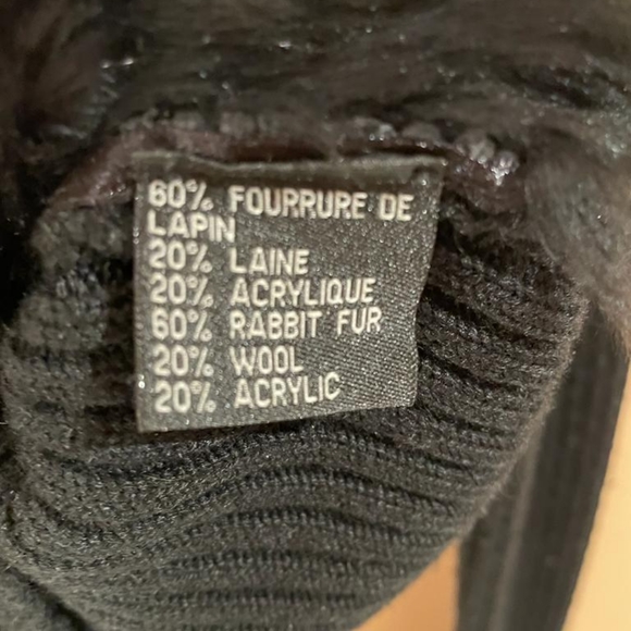 Bedo black rabbit fur cardigan sweater, small - Picture 3 of 5